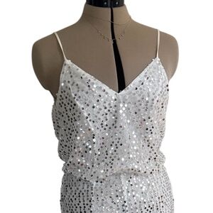 Schein Sequin One-piece Jumpsuit Sz: M Color: White